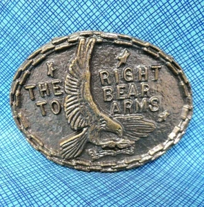 The Right To Bear Arms Eagle Belt Buckle 2nd Amendment Gun Rights Vtg 80s.PCB117 - Picture 1 of 6