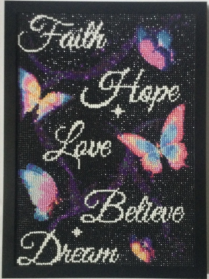 Framed Butterfly “Faith, Hope,Love Dot Art - 11” X 13” - Image 1 of 1