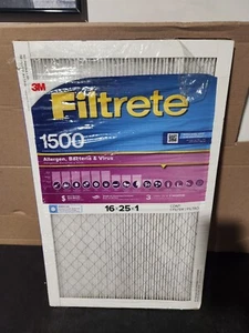 3M Filtrete 16x25x1 Air Filter MPR 1500 Allergen, Bacteria, Virus Merv 12 - Picture 1 of 2