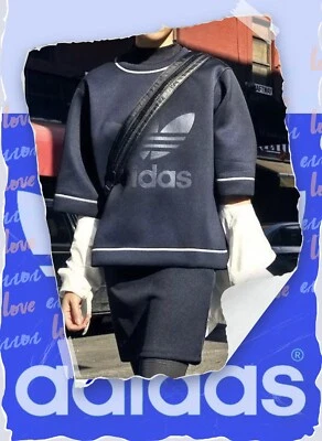 Adidas Originales Mujeres Logo Sudadera Top Neopreno Camiseta Azul Marino/Rosa Reversible XS Foto 1 de 4