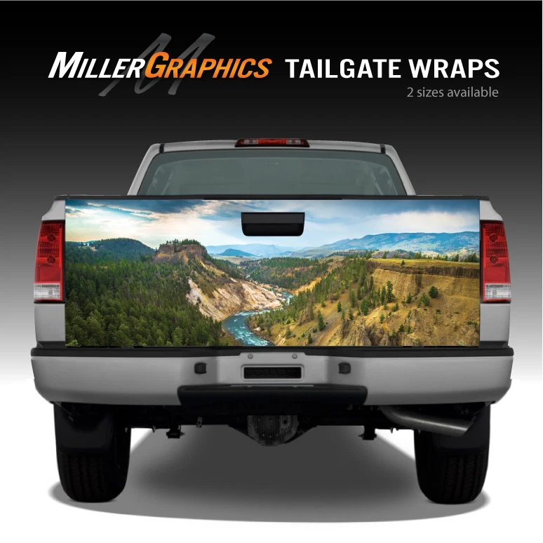 Mountain Scene #4 River and Trees Truck Tailgate Vinyl Graphic Decal Wrap - Image 1 of 1