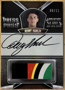 2011 Press Pass Stealth DENNY HAMLIN Sheet Metal Autograph On Card Auto #08/11 - Picture 1 of 2