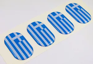 Greece Greek midi domed decals flag 4 emblems 1.5"x1" Car bike stickers - Imagen 1 de 2