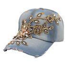  Jean Hats for Women Denim with Rhinestone Jeans Baseball Cap