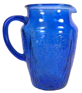 Royal Lace Pitcher Blue Depression Glass Hazel Atlas 64 oz Vintage Nice #2 - Picture 1 of 5