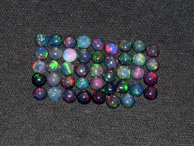 A+++ 3 piezas cabujón de piedras preciosas sueltas de ópalo de fuego negro etíope natural redondo de 6 mm  Foto 1 de 4