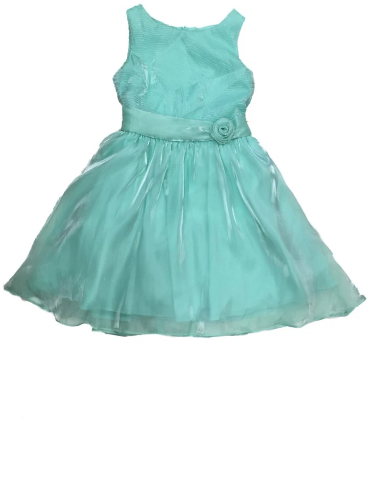 Big Girls Turqouise Organza Tank Top Holiday Party Flower Girl Dress - Image 1 of 1