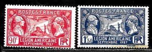 HICK GIRL-OLD MINT FRANCE SC#243-44 WASHINGTON & LAFAYETTE A4090 - Picture 1 of 2