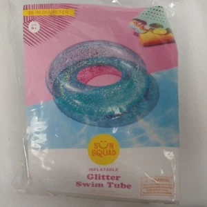 Tubo nuoto gonfiabile 36" D x 9" H verde glitter squadra sole galleggiante acqua piscina - Foto 1 di 5