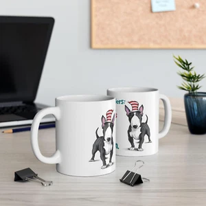 Cute Bull Terrier on White Ceramic Mug Cup, Dog Lover Gift for Coffee & Tea Fans - Picture 1 of 7