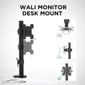 WALI Single Monitor Mount Arm Holds Screen Up to 32 in 22lbs Fully Adjustable - Picture 1 of 13