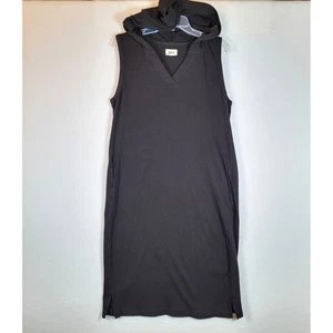 Vestido midi sin mangas con capucha de algodón orgánico Pact Airplane para mujer talla grande negro - Imagen 1 de 10