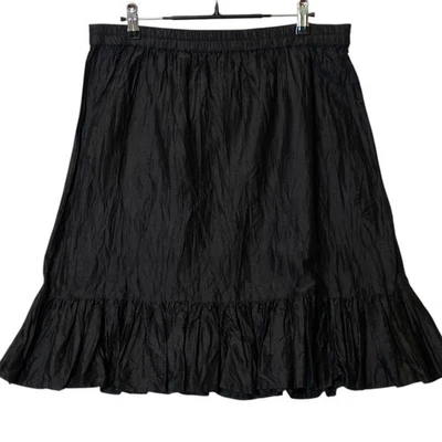 Club Monaco 100% Silk Ruffle Hem Skirt M Black Elegant Minimalist Holiday Party - Image 1 of 4