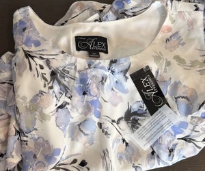 Blusa Alex Evenings Talla 2X Gasa Marfil Capas Asimétrica Floral NUEVA - Imagen 1 de 14
