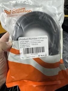 CableCreation CP0013 Cavo di prolunga di alimentazione da C14 a C13 6 piedi 18AWG (confezione da 2) Nuovo - Foto 1 di 1