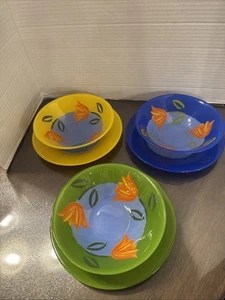 Arcoroc Matys gelbe Tulpenteller 6 Stück Glas Vintage Dessert & Salat Geschirr - Bild 1 von 14