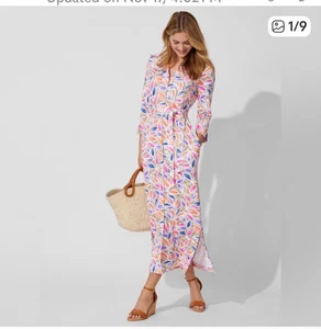 J.McLaughlin Kleid Damen Medium Multi Brynn Maxi Mega Blattflor Catalina Tuch - Bild 1 von 5