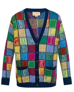 Gucci Men’s Cardigan Sweater Green/Yellow/Multi. Size L 725685 New $2850 - Picture 1 of 11