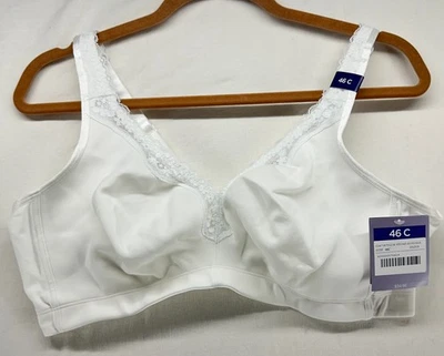 Sujetador cómodo de algodón sin alambre Catherine’s 46C blanco nuevo con etiquetas Foto 1 de 4