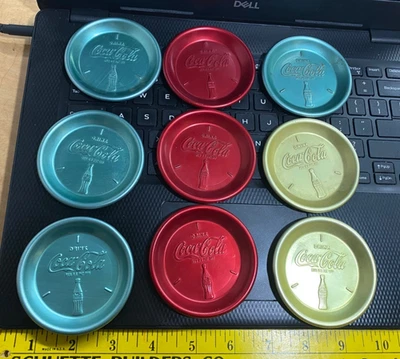 9 Vintage 1960s COCA COLA Anodized Aluminum 3" Coasters USA - Image 1 of 3