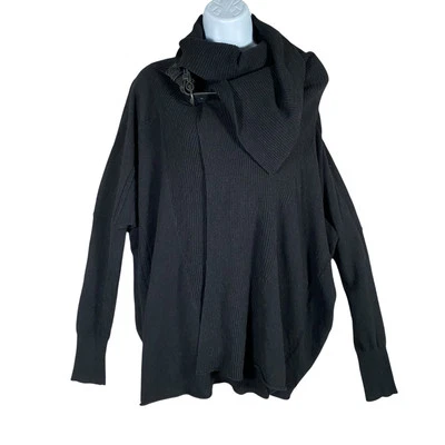 All Saints Ellil Cardigan Sweater 4 Leather Buckles Biker Wrap Lambswool Angora - Image 1 of 4