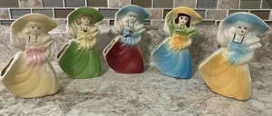 5 Vintage mid century Ohio SHAWNEE Art Pottery SOUTHERN BELLE lady  PLANTERS - Picture 1 of 16