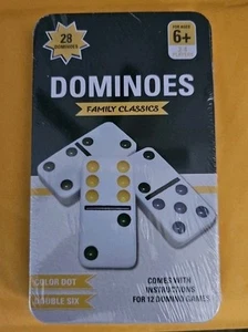 DOMINOES - Clásicos Familiares - Punto de Color, Doble Seis Nuevo en Estuche de Estaño - Imagen 1 de 3