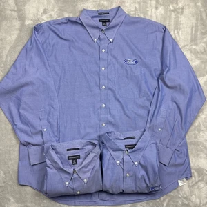 Land’s End Men’s 3XL No Iron Pinpoint Oxford Dress Shirt Ford Logo Bundle Of 3 - Picture 1 of 8