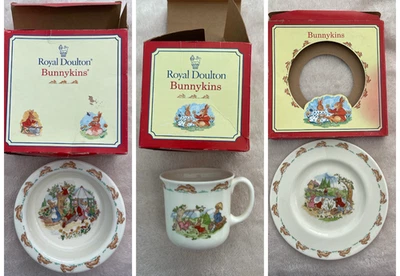 Royal Doulton BUNNYKINS Fine Bone China 3 Piece Set Cup Bowl Plate NIB’S - image 1 of 4