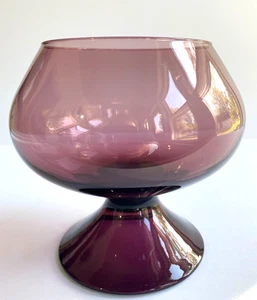 Vintage Impoli Blown Art Glass Footed Pedestal Chalice Purple Amethyst Dish MCM - Picture 1 of 9