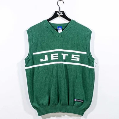 New York Jets Reebok NFL Tejido Suéter Chaleco Grande Y2K Fútbol Foto 1 de 4