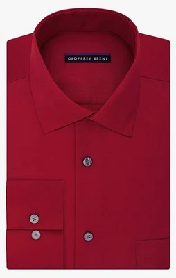 ¡NUEVO! Camisa de vestir Geoffrey Beene para hombre de ajuste clásico roja sin botones de hierro 18,5,36,37 Foto 1 de 4