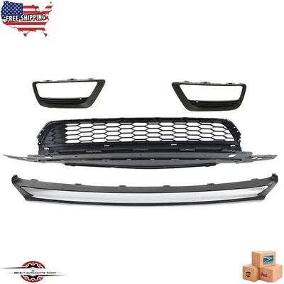 Fits 2013-2015 Honda Accord Front Bumper Grille Chrome Molding Fog Lamp Bezels Foto 1 de 4