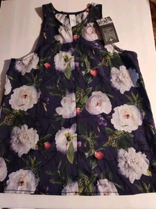 Women's Oiselle Racerback Tank Floral Sports Running Purple Blue White Size 4 - Picture 1 of 9
