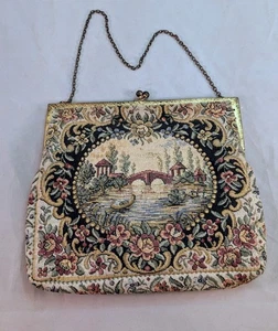 Walborg France Tapestry Embroidery Kisslock Evening Handbag Purse - Picture 1 of 5