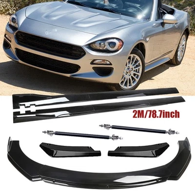 For Fiat 124 Spider 17-20 Front Bumper Lip Splitter Spoiler Glossy Black Strut R - Image 1 of 4