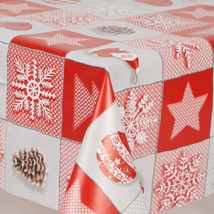 Patchwork Boxing Day Cream Santa Pvc Oil Vinyl Table Cloth Christmas - Picture 1 of 4
