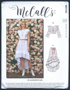 NUEVO/SIN CORTAR M8102 McCall's Patrón Misses Prendas para el torso y falda 3 variaciones (tallas 6-14) - Imagen 1 de 2