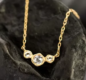 Moonstone and 14k Yellow Gold Geometric Dainty Necklace - Picture 1 of 3