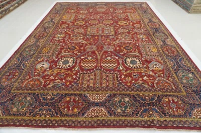 10 x 14 Red Mughal Afghan Hand Knotted Wool Traditional Oriental Rug - Image 1 of 4