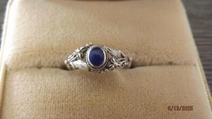 Sterling Silver .925  Ring w/ LEAVES & BLUE STONE?  - Size 6 - Picture 1 of 6