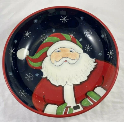 Centro de mesa para servir Navidad Papá Noel cuenco 13" certificado internacional Susan Winget Foto 1 de 4