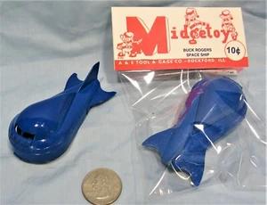 Buck Rogers Spaceship ~  1954 Die Cast by Midgetoy ~ Rubber Wheels ~ Space Blue - Picture 1 of 4