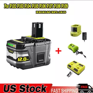 12AH Battery + Charger set For RYOBI P108 High Capacity Battery 18V Lithium-Ion - Picture 1 of 30