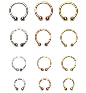 Fake Clip On Piercing Ring Horseshoe Barbell Hoop Cartilage Septum Nose