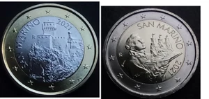 SAN MARINO 1 EURO -2 EURO 2021 FIOR DI CONIO DA ROTOLINO - Imagen 1 de 3