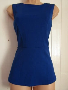 H&M Blue Sleeveless Zip Back Peplum Top - Size M - Picture 1 of 7