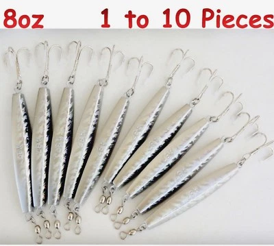 GO2FISH_TACKLE2010 Diamond Jig 8oz Holographic Saltwater Fishing Lures w/ Treble Hook Select qty