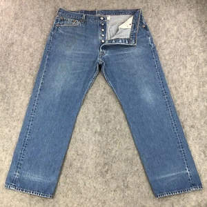 Jeans vintage Levis 501 uomo 40x30 (vita 38") blu bottoni dritti mosca 100% cotone - Foto 1 di 16