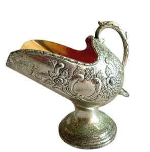 Antique Vintage Silver Plated Sugar Scuttle Scoop -Decorated With Flowers /Old - Picture 1 of 12
